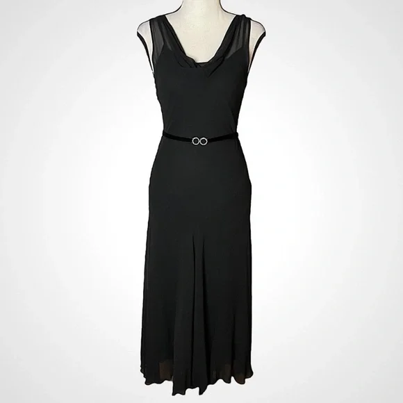 princess polly baby blue dress Vintage Dresses | Vintage 90s Y2k 100% Silk Dress Silk Slip Dress Rhinestone Belt Sheer Black Cowl | Color: Black | Size: 2
